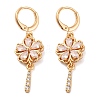 Brass Micro Pave Clear Cubic Zirconia Leverback Earrings EJEW-K300-24G-4