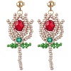 Glass Seed Beads Dangle Stud Earrings EJEW-MZ00326-01-2