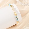 2Pcs 2 Styles Natural Lapis Lazuli and Larimar Faceted Cube Beaded Bracelet Sets with Natural Pearl for Women BJEW-JB14475-5
