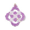 Handmade Glass Seed Beaded Rhombus Pendants PALLOY-MZ00500-02-1