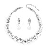 Rhombus Alloy & Plastic Pearl & Crystal Rhinestone Pendant Necklace & Stud Dangle Earring FS-WGAC24E-02-1