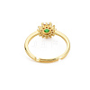 Flat Round Glass Adjustable Ring with Cubic Zirconia RJEW-S049-009G-2