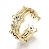Brass Micro Pave Cubic Zirconia Cuff Rings RJEW-N032-003-NF-4