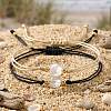 Synthetic Moonstone Round Braided Bead Bracelet Sets MU6747-4