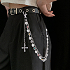 1Pc Alloy Colorful Rhinestone Flower & Plastic Pearl Link Chain Double Layer Pants Chains AJEW-GF0012-74-7