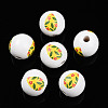 Easter Theme Printed Wood Beads WOOD-T032-22O-1