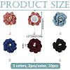 10Pcs 5 Colors Flower Polyester Brooches JEWB-FH0002-46-2