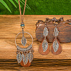 Bohemian Style Alloy & Wood Pendant Necklaces & Dangle Earrings Sets WG14320-01-1