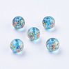 Flower Picture Printed Glass Beads GLAA-E399-10mm-D02-2