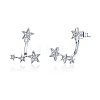 Anti-Tarnish Rhodium Plated 925 Sterling Silver Ear Studs HJEW-FF0012-22-1