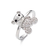 Bear Cubic Zirconia Cuff Ring RJEW-M146-03F-3