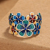 Floral Brass Enamel Finger Rings FS-WGF4391-01-2