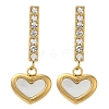 Ion Plating(IP) 304 Stainless Steel Inlay Rhinestone & Natural Shell Beads Stud Earrings for Women EJEW-M024-01B-G-1