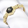 Hexagon Brass Pave Natural Labradorite & Cubic Zirconia Cuff Bangles for Women BJEW-Z172-01G-07-3
