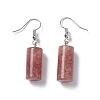 Natural Strawberry Quartz Cylindrical Dangle Earrings EJEW-D188-01P-10-2