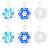 12Pcs 3 Colors Glass Seed Beaded Snowflake Pendants FIND-BBC0004-84-1