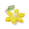 Glass Seed Beaded Flower Pendants PALLOY-TA00345-04-3