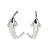 925 Sterling Silver Fish Stud Earrings EJEW-P296-11P-1