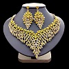 Leaf Zinc Alloy Rhinestone Pendant Necklaces & Stud Dangle Earrings Sets WGB182B-05-1