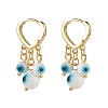 Evil Eye Lampwork Round Beads Dangle Hoop Earrings EJEW-JE04826-03-1