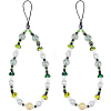 2Pcs Resin Beaded Mobile Phone Lanyard Wrist Strap HJEW-GF0001-47A-1