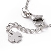 304 Stainless Steel Clover Link Bracelet with Glass Beads Charms for Women STAS-E154-08P-4