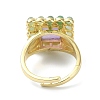 Natural Amethyst & Green Aventurine Rectangle Adjustable Ring RJEW-B030-01A-10-4