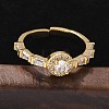 Round Brass Micro Pave Cubic Zirconia Cuff Finger Rings RJEW-C120-02G-2