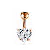 304 Stainless Steel Clear Cubic Zirconia Heart Curved Barbell Belly Rings WG52F32-05-2