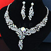 Twist Alloy Rhinestone Pendant Necklaces & Stud Dangle Earrings Sets FS-WG49D19-01-1
