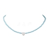 Glass Beads with Shell Heart  Necklaces NJEW-JN04681-01-1