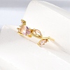 Brass Micro Pave Cubic Zirconia Cuff Open Rings CU-CBA108A-13G-06-3