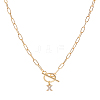 1Pc 304 Stainless Steel Chain & Brass Micro Pave Cubic Zirconia Letter Pendant Necklaces NJEW-LP0001-36X-G-1