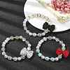 3Pcs 3 Color Synthetic Moonstone & Hematite & Plastic Pearl Beaded Stretch Bracelets Set BJEW-JB09507-5