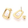 304 Stainless Steel Shell Pearl Stud Earrings EJEW-T047-03G-2