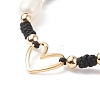 Natural Mixed Stone & Freshwater Pearl Braided Bead Bracelets BJEW-JB08720-04-4