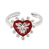Brass Micro Pave Cubic Zirconia Cuff Open Rings for Women RJEW-B160-09P-4
