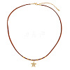 Alloy Crystal Rhinestone Star Pendant Faux Suede Cord Necklaces for Women WG50317-02-2