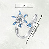 Alloy Rhinestone Snowflake Cuff Open Rings for Women WGB7CFA-01-5