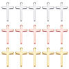 SUPERFINDINGS 24Pcs 3 Color Brass Tiny Cross Charms KK-FH0002-39-1