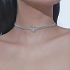 Heart Alloy Full Crystal Rhinestone Link Chain Choker Necklaces for Women FS-WGC99F9-01-1