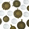 DIY Blank Round Glass & Tibetan Style Alloy Pendant Making Kits DIY-FS0006-10-3