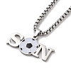 202 Stainless Steel Enamel Box Chain Sport Ball Pendant Necklaces for Men NJEW-K380-01B-01-1