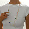 Fashionable Vintage Simple Brass Colorful Enamel Link Chain Women's Long Necklaces PN4566-4-4