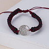 Dyed & Heated Natural Black Agate Round Beaded Braided Bead Bracelets FS-WGE5EF2-07-1