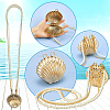 Natural Shell & Alloy Starfish Charm Bracelet & Bib Necklace & Adjustable Ring & Dangle Stud Earrings & Aligator Hair Clip & Mini Crossbody Bags SJEW-PH0001-11-5