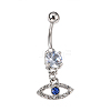 Evil Eye Drop Belly Button Rings for Women AJEW-C010-01P-2