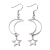 Non-Tarnish Hollow Star and Moon 304 Stainless Steel Dangle Earrings EJEW-JE05311-02-1