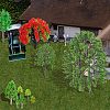 8 Style Plastic Tree & Grass & Fences & Street Lamp & Bench Model AJEW-CA0001-63-5