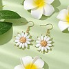 Natural Lava Rock Flower Dangle Earrings EJEW-TA00568-02-2